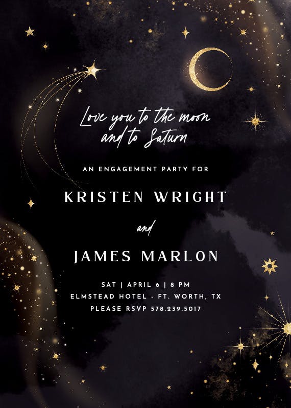 Moonlit Glow Engagement Party Invitation Template Greetings Island